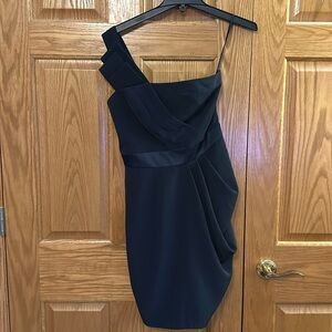 Navy one shoulder dress